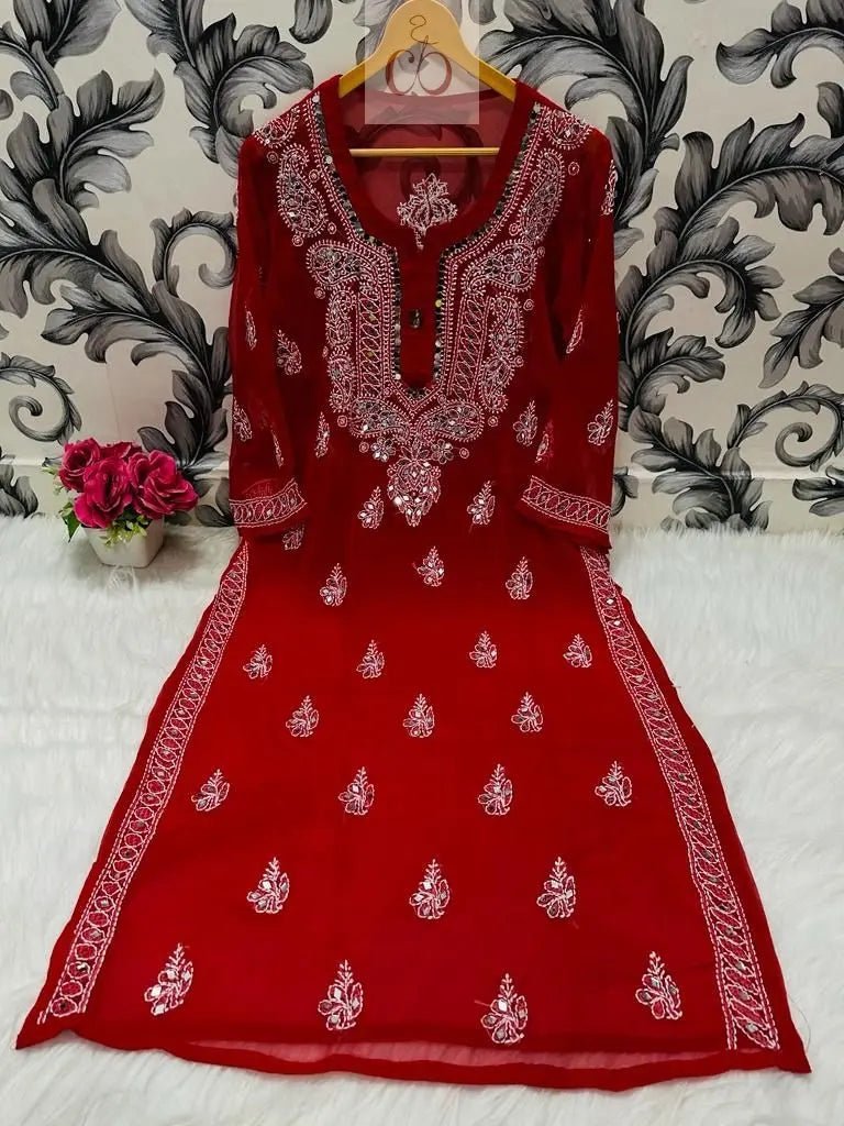 Gala buti Mirror Kurtis with inner - Chikankari official