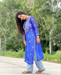 Gala buti Mirror Kurtis with inner - Chikankari official