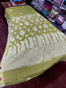 Georgette Chikankaari Heavy Pallu and big motifs Sarees with blouse - Chikankari official