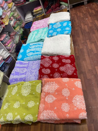Georgette Chikankaari Heavy Pallu and big motifs Sarees with blouse - Chikankari official