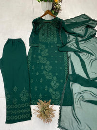 Georgette Embroidered 3pc Set - Chikankari official