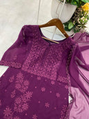 Georgette Embroidered 3pc Set - Chikankari official
