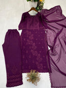 Georgette Embroidered 3pc Set - Chikankari official