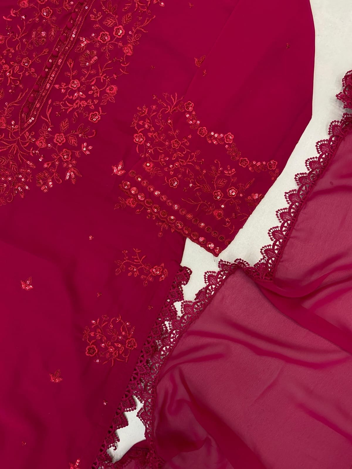 Georgette embroidered Fully worked suit Set - Chikankari official