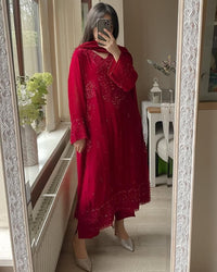 Georgette embroidered Fully worked suit Set - Chikankari official