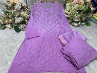 Georgette Gharara 3pc Set ombre Buti jaal - Chikankari official