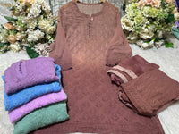 Georgette Gharara 3pc Set ombre Buti jaal - Chikankari official