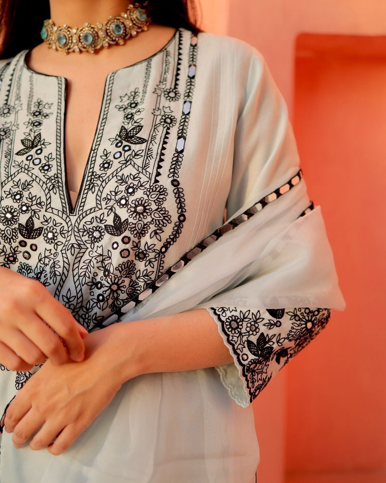 Georgette Light Work 3pc Set - Chikankari official