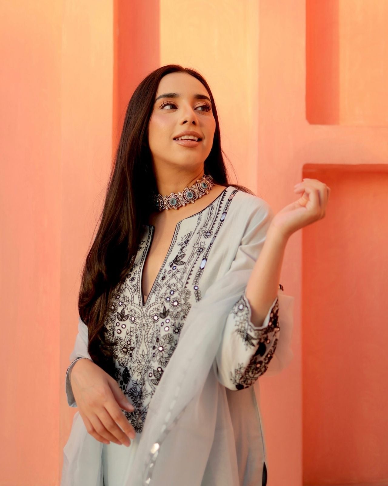 Georgette Light Work 3pc Set - Chikankari official