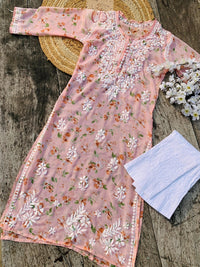 Georgette long Printed Kurti With inner - chikankariofficial