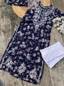 Georgette long Printed Kurti With inner - chikankariofficial