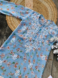 Georgette long Printed Kurti With inner - chikankariofficial