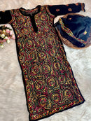 Georgette Multi Thread Ring Jaal kurti & Dupatta - Chikankari official