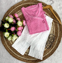 Ghas patti Hand rayon work dot Dori Angrakha - Chikankari official