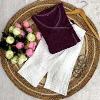 Ghas patti Hand rayon work dot Dori Angrakha - Chikankari official