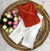 Ghas patti Hand rayon work dot Dori Angrakha - Chikankari official