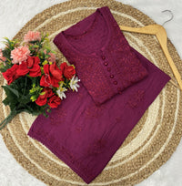 Ghas Patti Hand work dobby cotton combo - Chikankari official