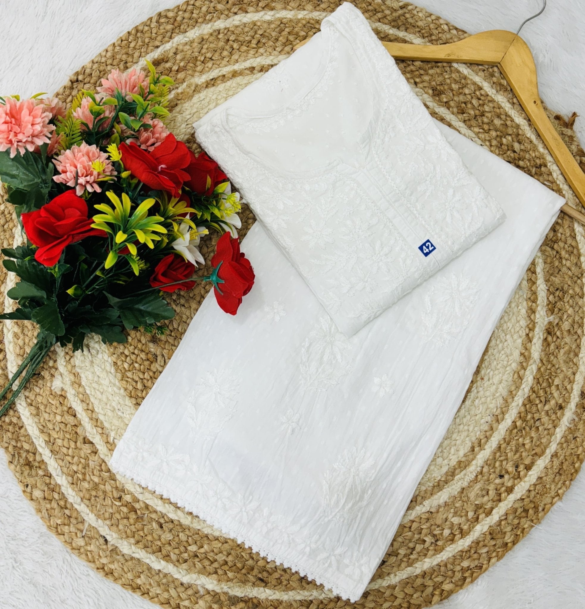 Ghas Patti Hand work dobby cotton combo - Chikankari official