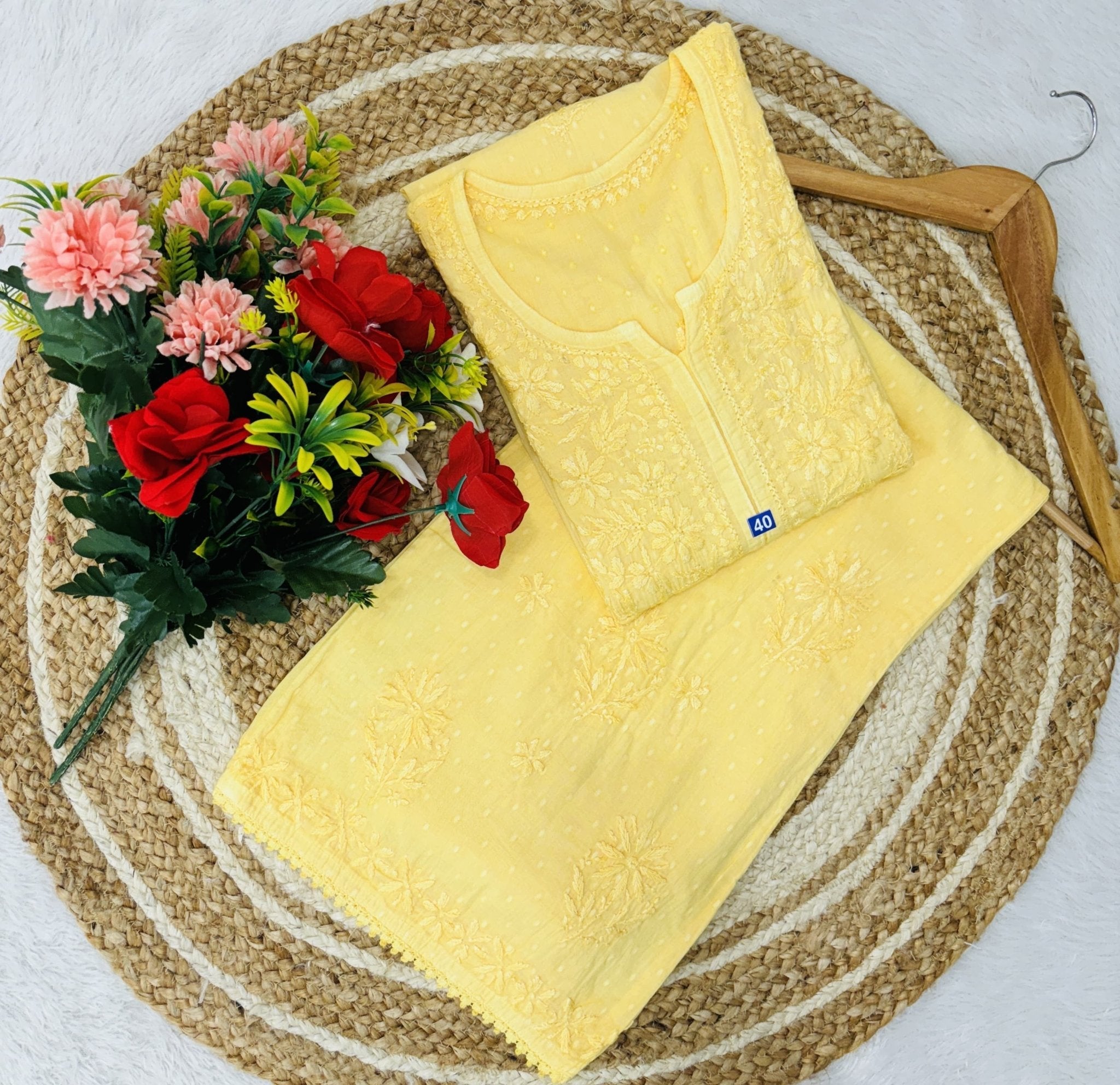 Ghas Patti Hand work dobby cotton combo - Chikankari official