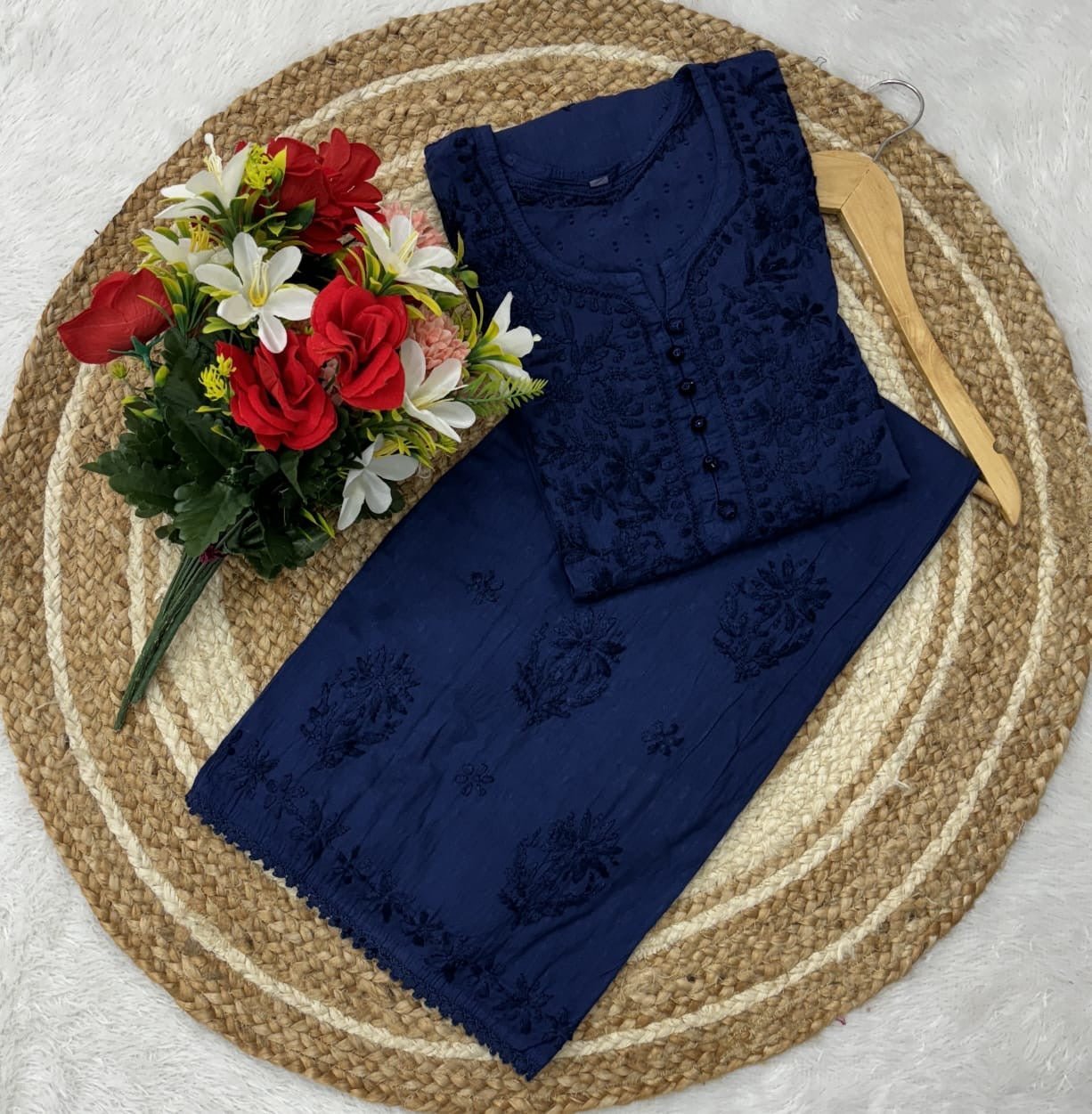 Ghas Patti Hand work dobby cotton combo - Chikankari official
