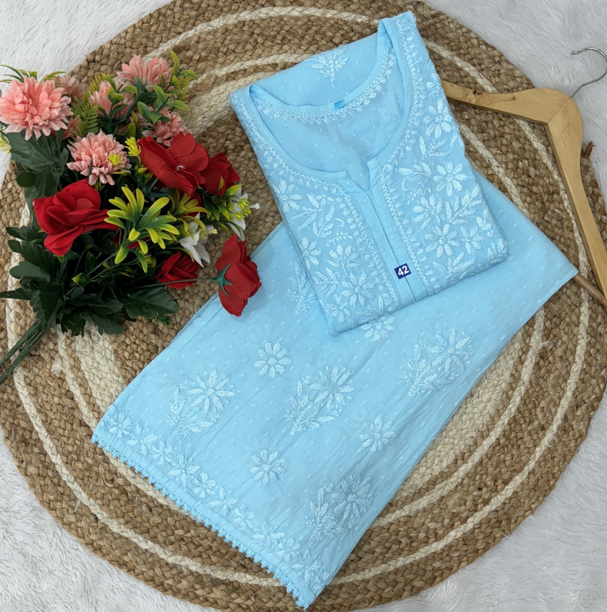 Ghas Patti Hand work dobby cotton combo - Chikankari official