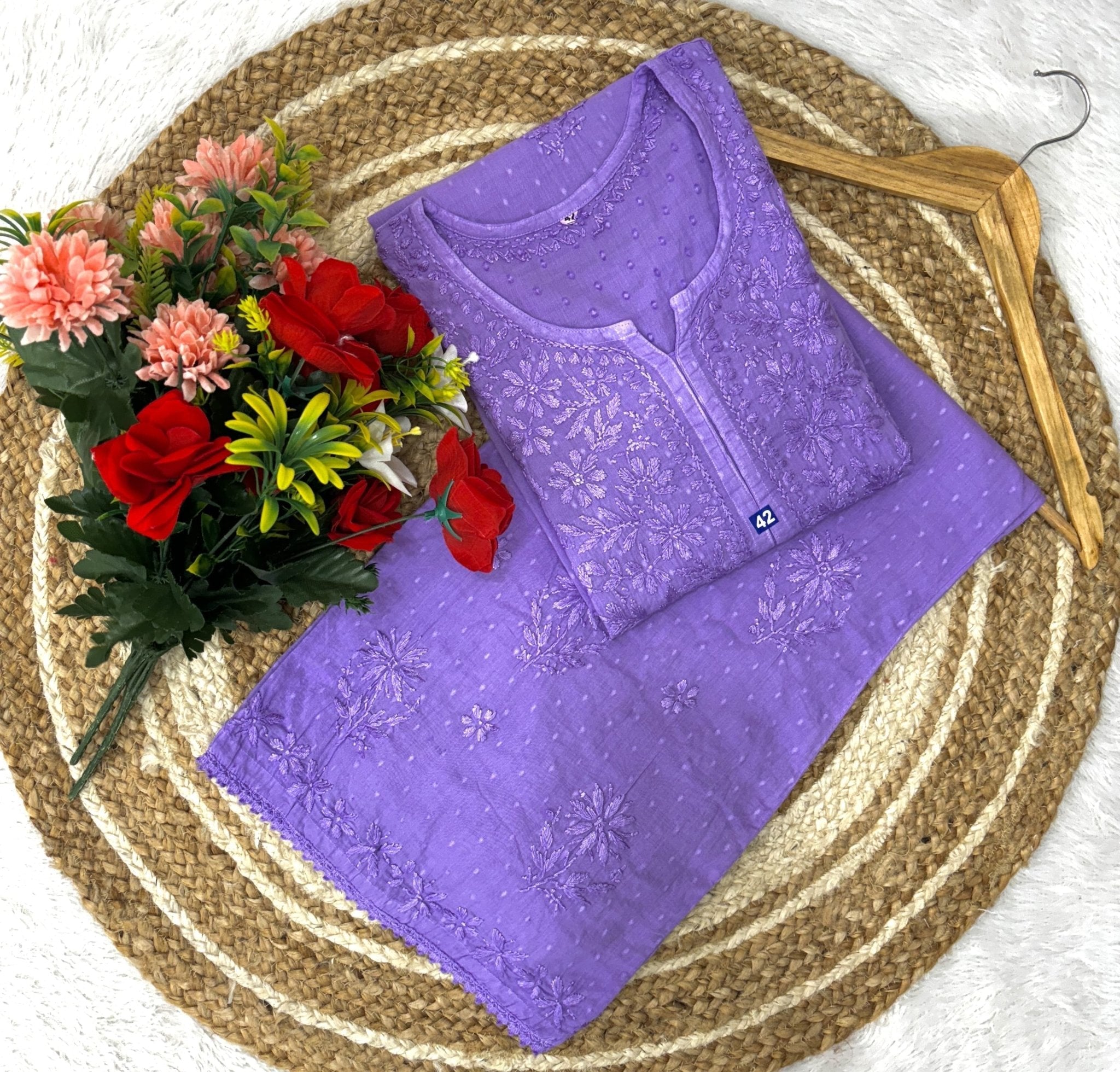 Ghas Patti Hand work dobby cotton combo - Chikankari official
