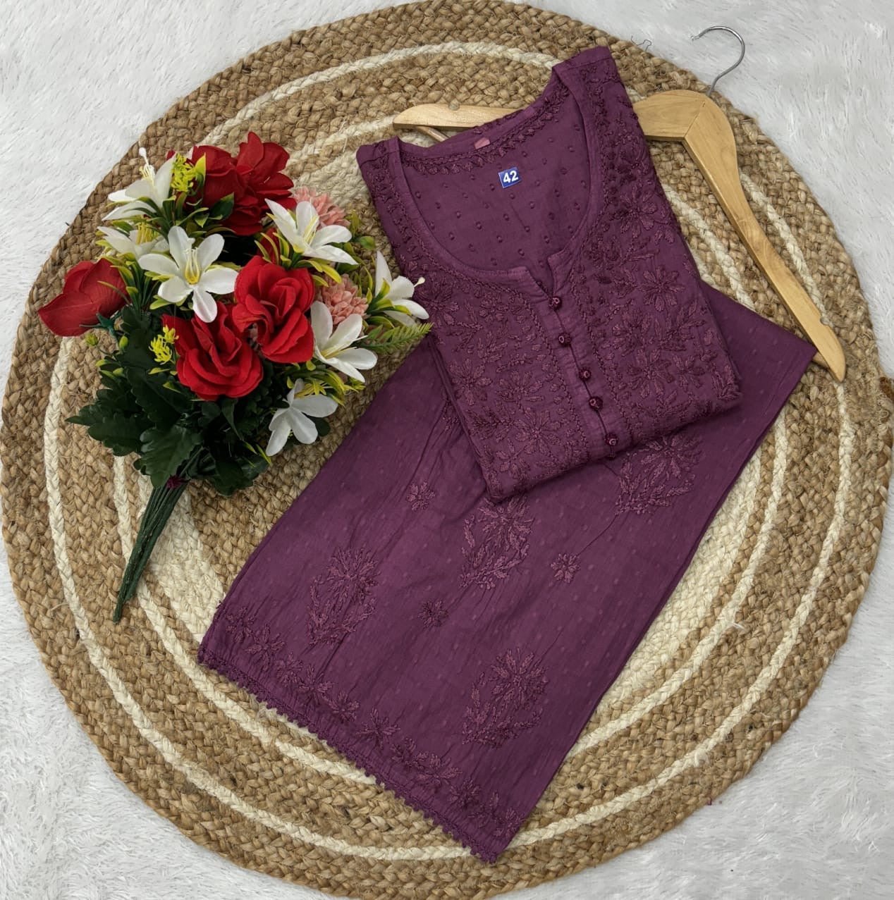Ghas Patti Hand work dobby cotton combo - Chikankari official