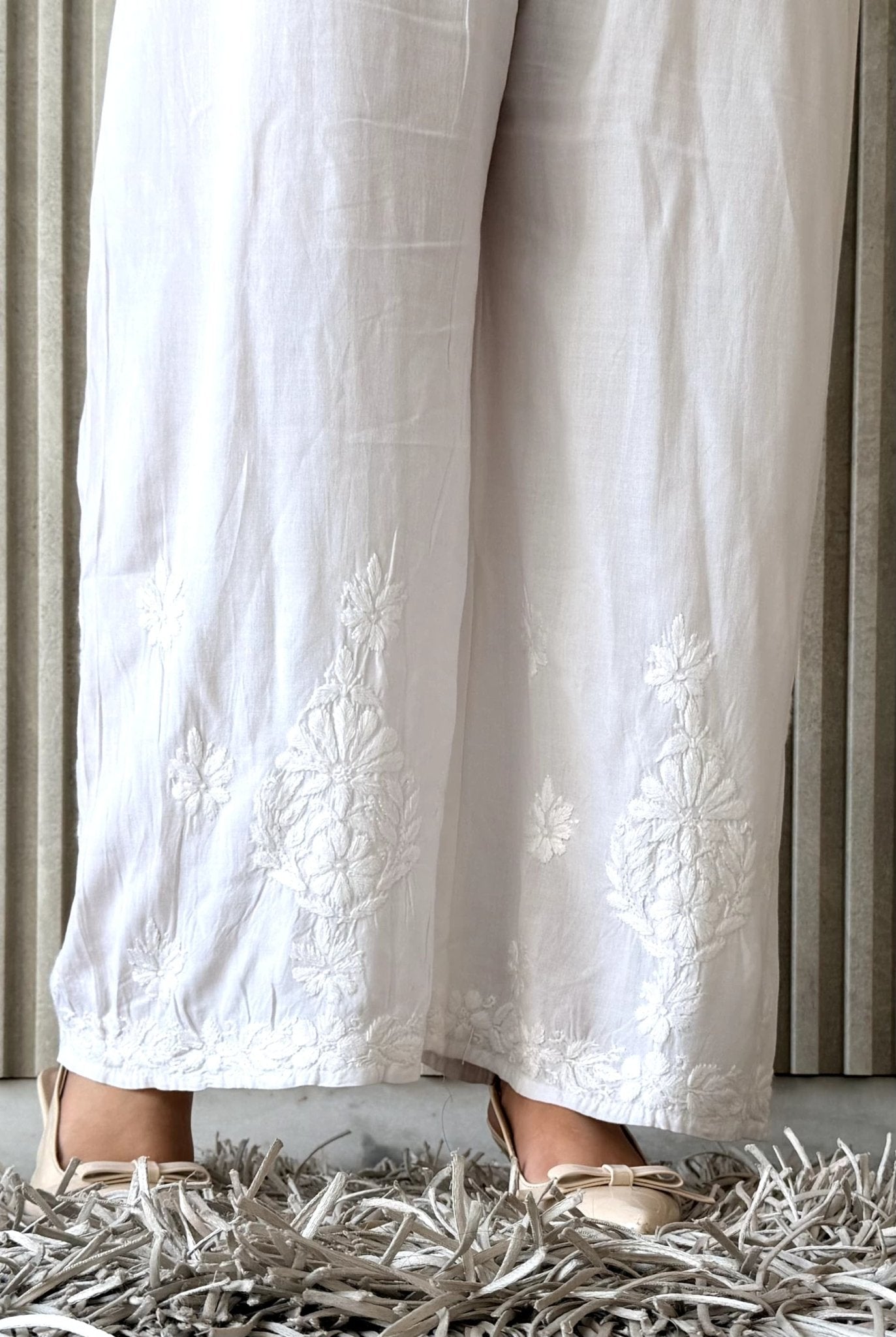 Ghas Patti Hand Work Reyon Dot Fabric Dori Lace Angrakha - Chikankari official
