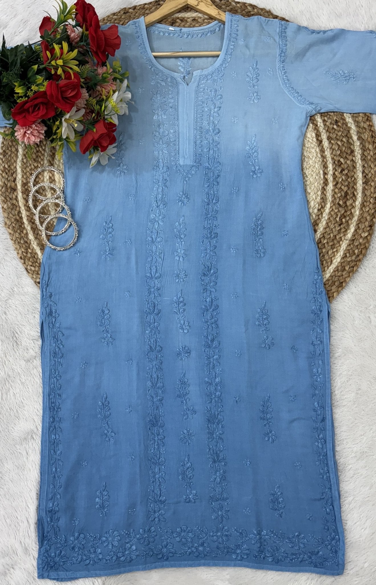 GhasPatti Chaddi Handwork Dual Shade kurta - Chikankari official