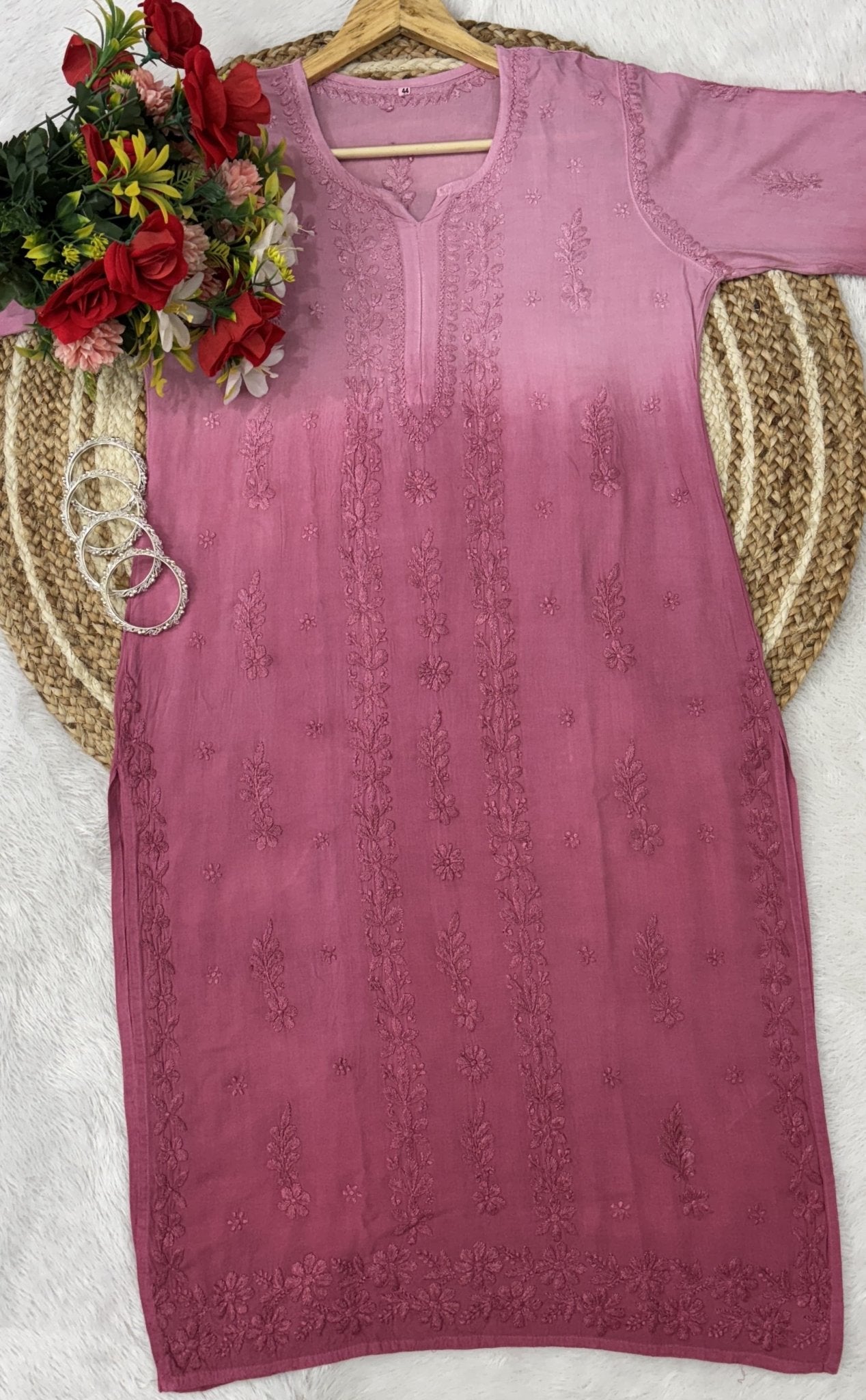 GhasPatti Chaddi Handwork Dual Shade kurta - Chikankari official