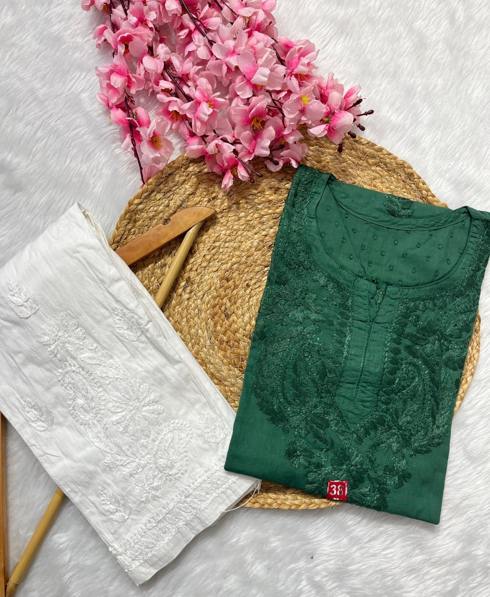 Ghaspatti Dyed Handcrafted Short Top - Chikankari official
