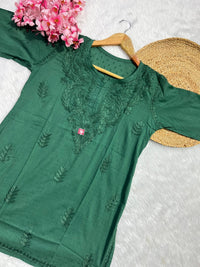 Ghaspatti Dyed Handcrafted Short Top - Chikankari official
