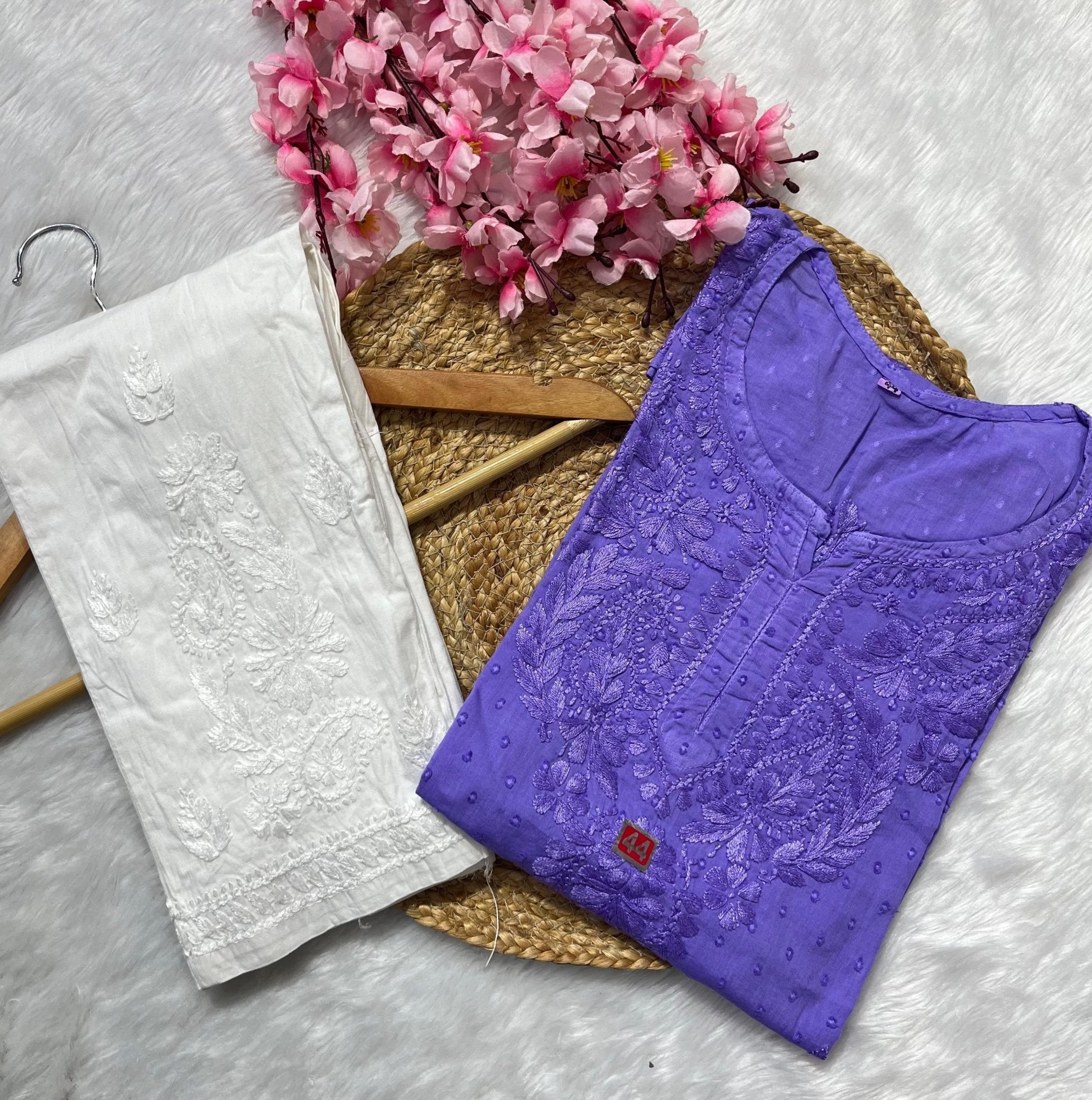 Ghaspatti Dyed Handcrafted Short Top - Chikankari official