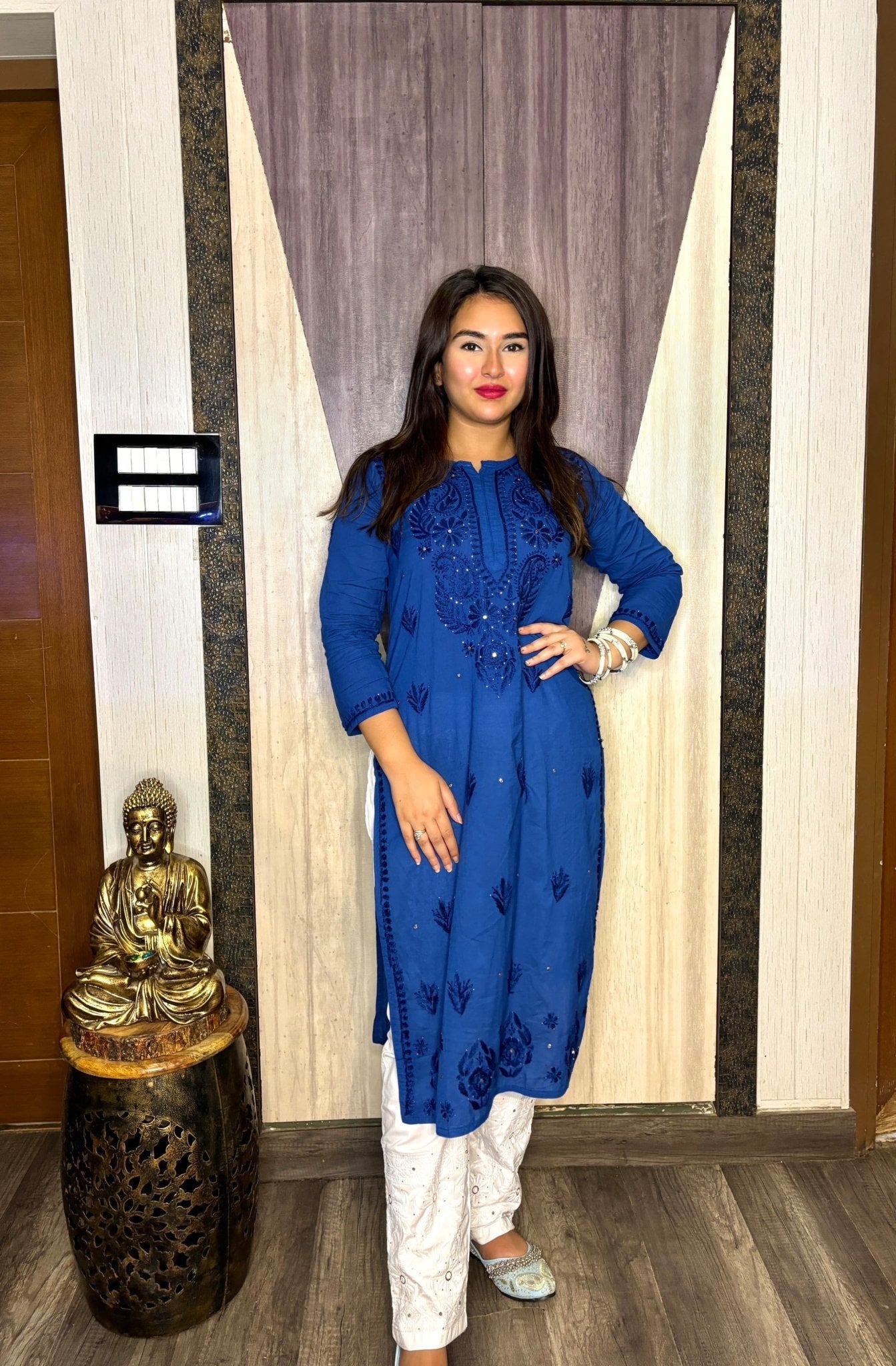 Ghaspatti Muqaish work chikankari kurti