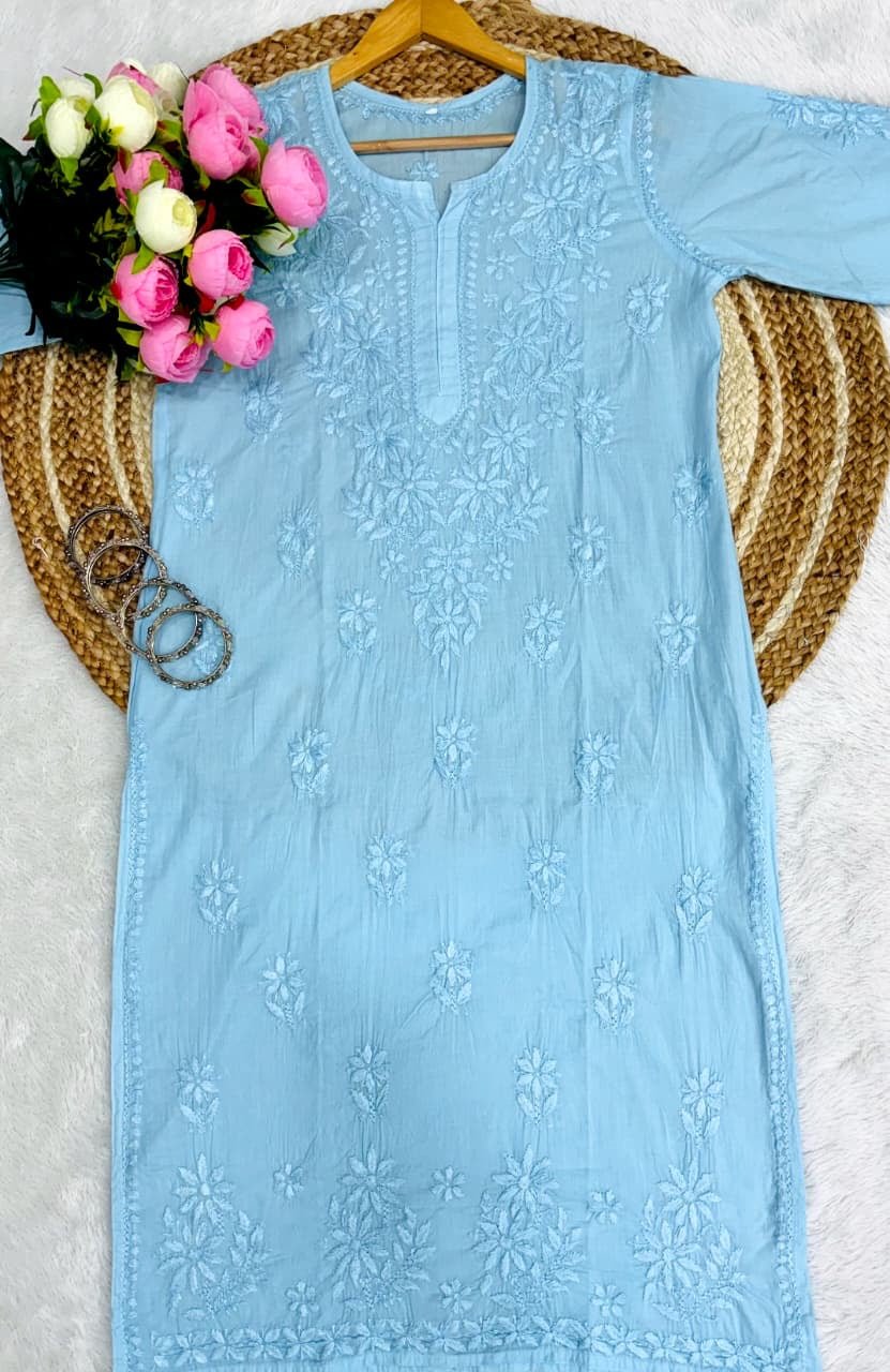 Ghaspatti Tone to tone Gala Daman kurti & Pant - Chikankari official