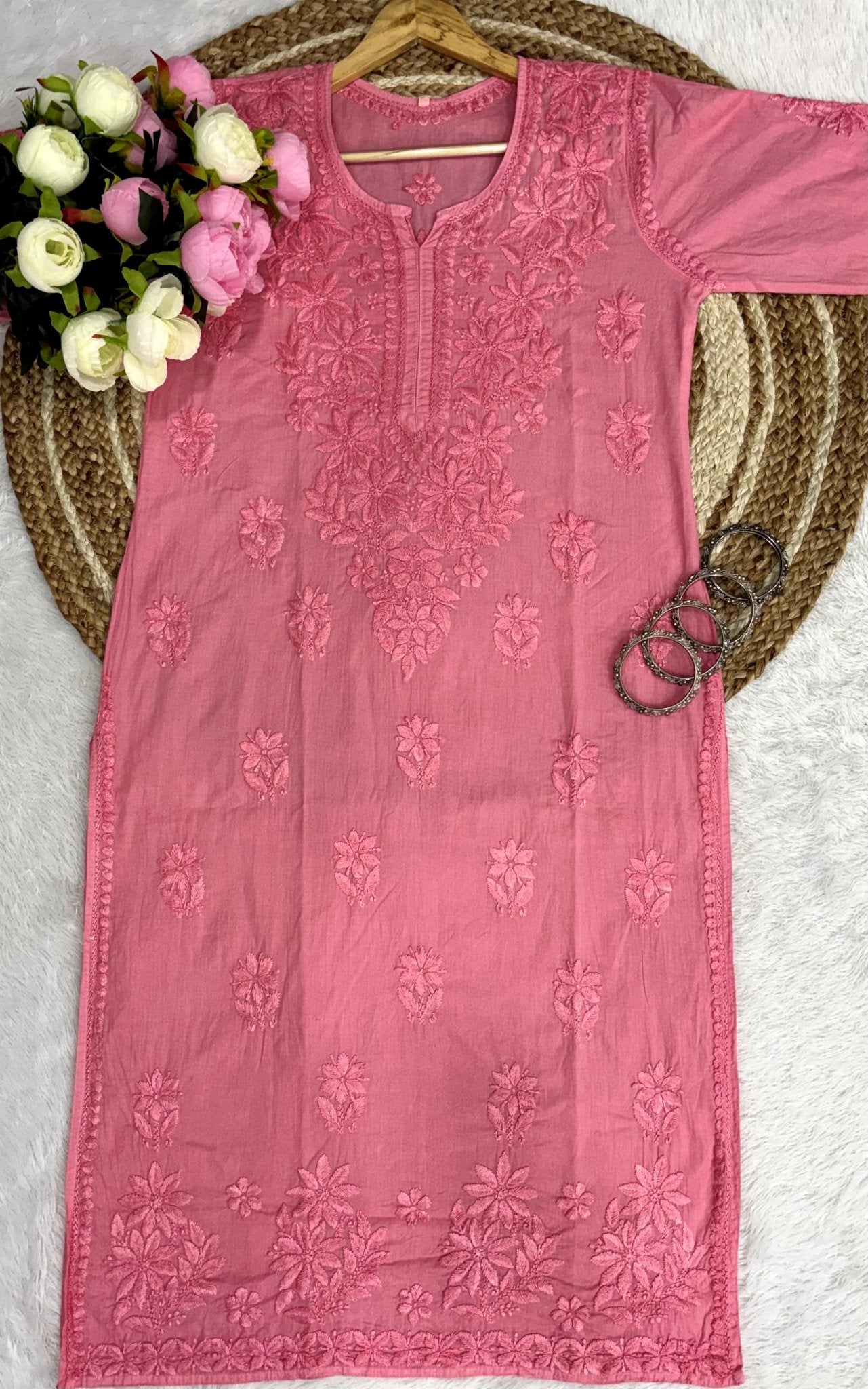 Ghaspatti Tone to tone Gala Daman kurti & Pant - Chikankari official