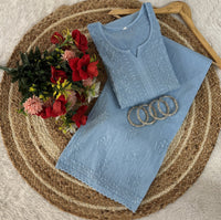 Ghass patti Dobby cotton Plazzo set - Chikankari official