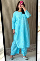 Ghass patti hand work kurta plazzo set - Chikankari official