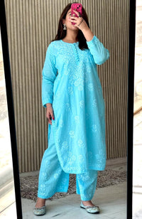 Ghass patti hand work kurta plazzo set - Chikankari official