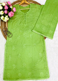 Ghasspatti Hand work kurta plazzo - Chikankari official