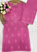 Ghasspatti Hand work kurta plazzo - Chikankari official