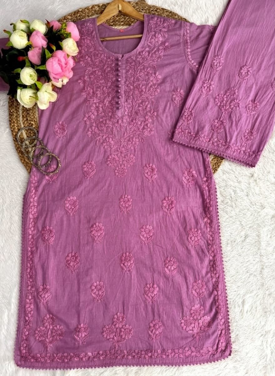 Ghasspatti Handwork Cotton Palazzo Set - Chikankari official