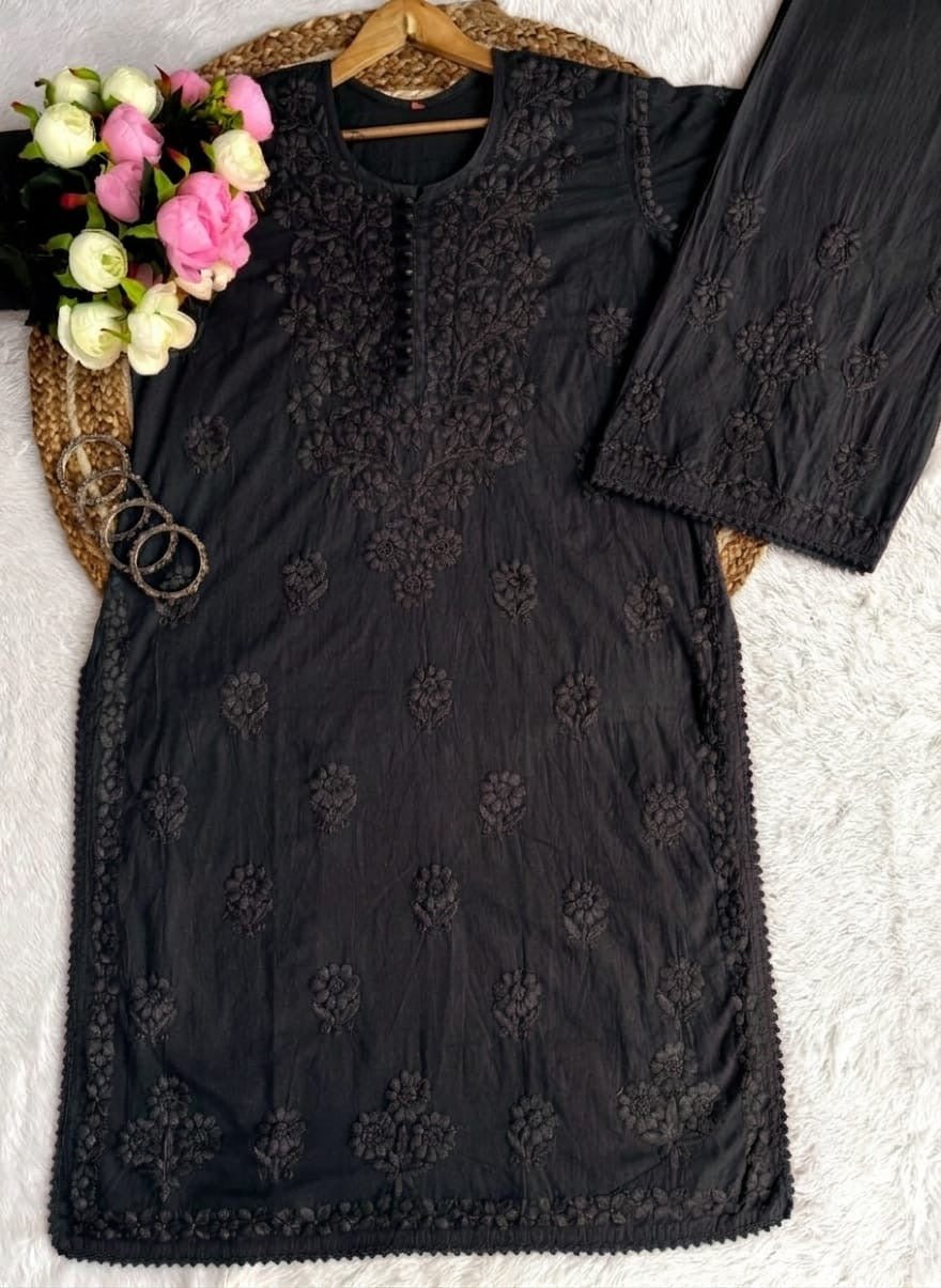 Ghasspatti Handwork Cotton Palazzo Set - Chikankari official