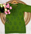 Ghasspatti Handwork cotton short top - Chikankari official
