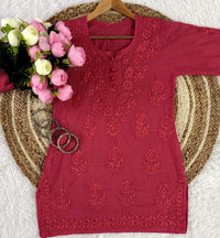 Ghasspatti Handwork cotton short top - Chikankari official