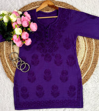Ghasspatti Handwork cotton short top - Chikankari official