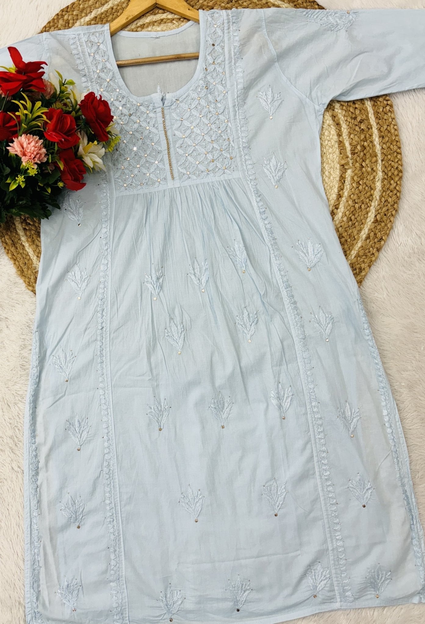 Ghasspatti Muqaish Gown - Chikankari official