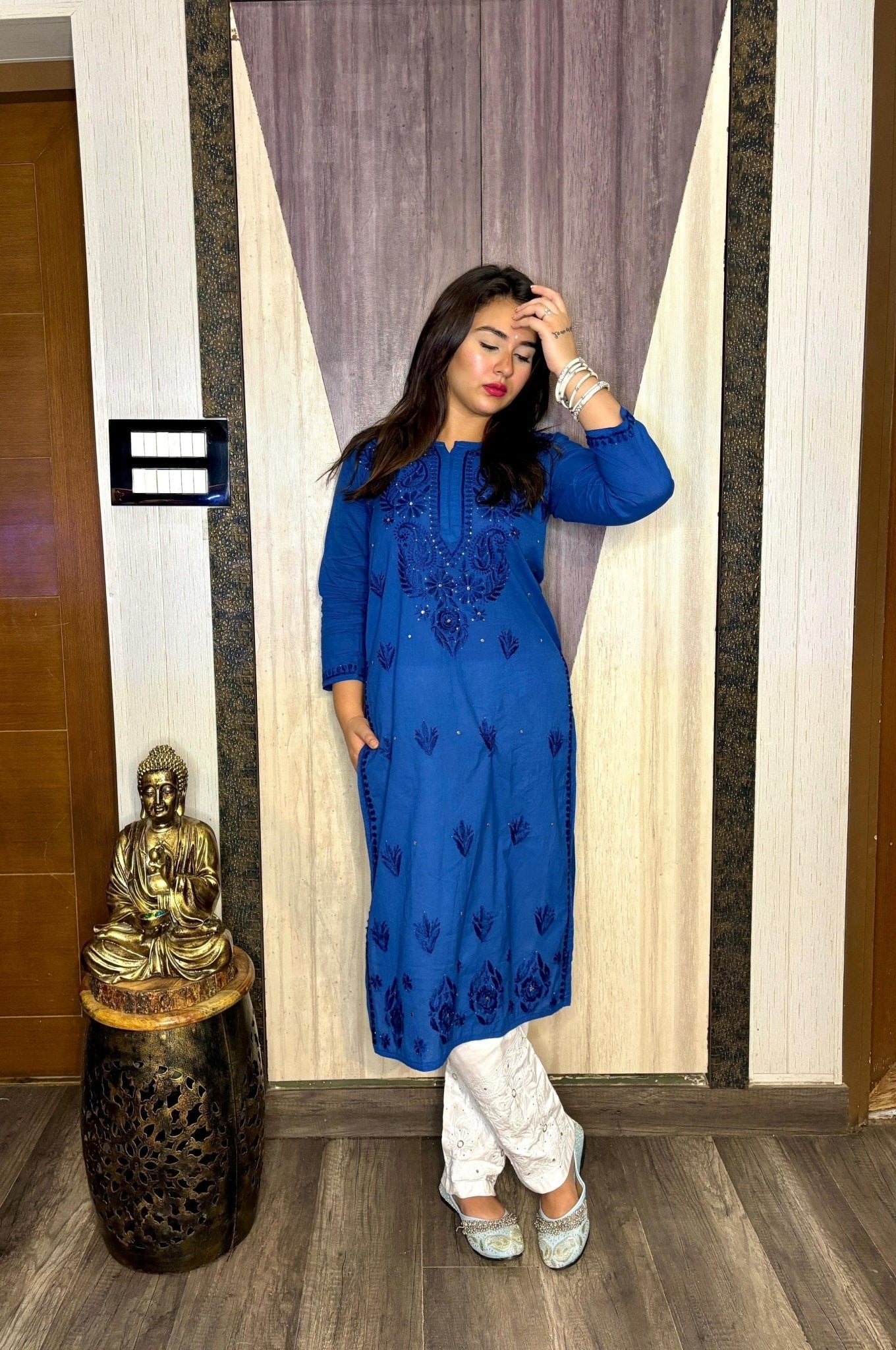 GhassPatti Muqaish kurti - Chikankari official