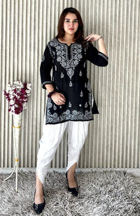 Ghasspatti thread work muslin short Top - Chikankari official