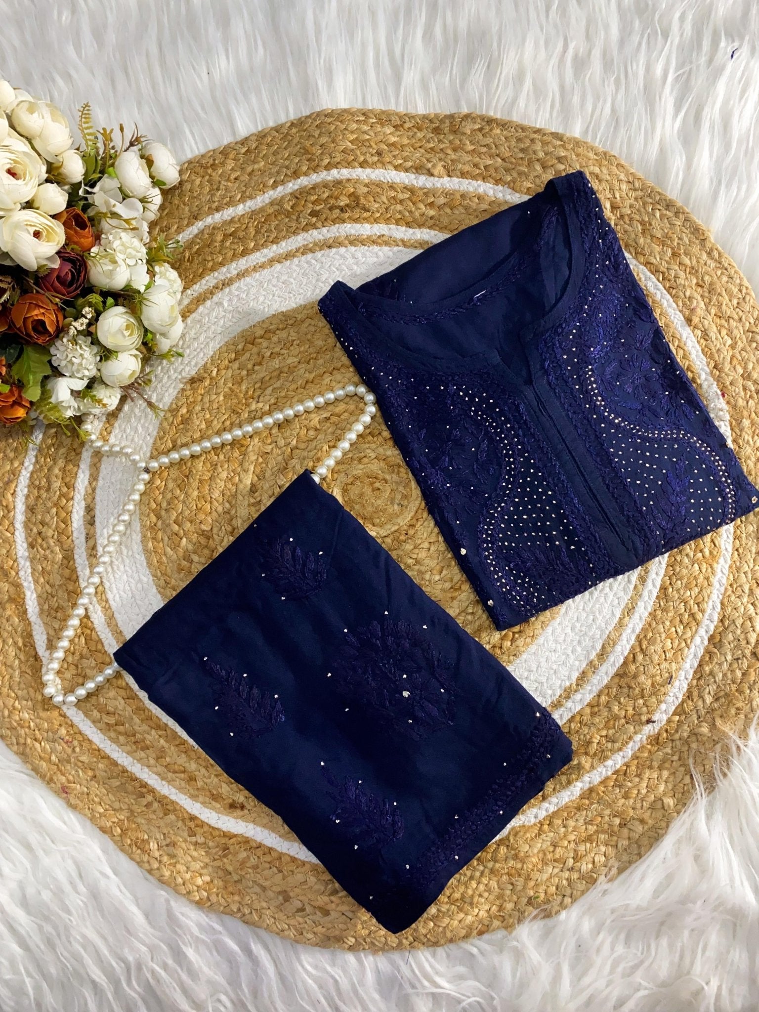 Golden muqaish Rayon Handwork 2pc Set - Chikankari official